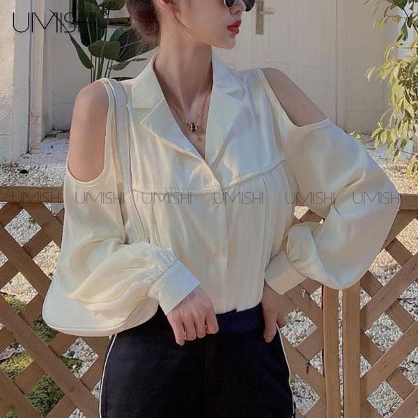 

women's blouses & shirts off-shoulder lantern long-sleeved blouse spring fall 2021 korean style elegant fashion retro holiday clothing, White