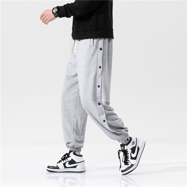 

m-5xl plus size womens jogger pants in basic solid colors and stretch twill fabric side buttons elastic streetwear trousers, Black