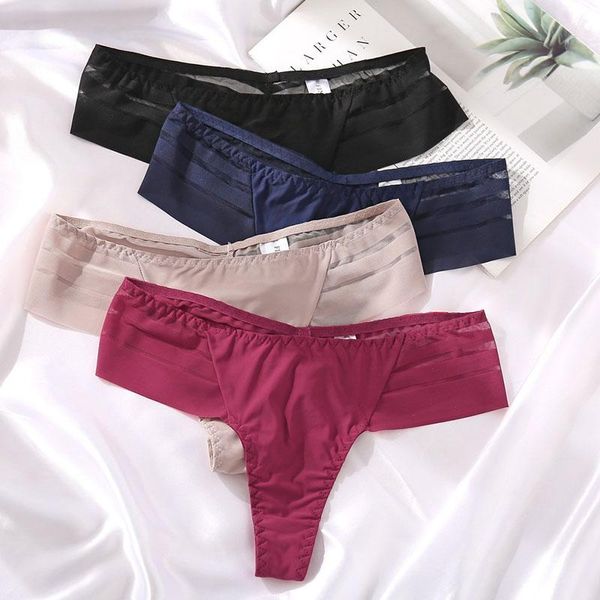 

women's panties lace fashion multicolor low waist -xl thong summer panty mesh underwear female light soft, Black;pink