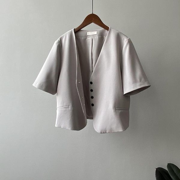 

women's suits & blazers silver v-neck blazer feminino coat 2021 autumn korean loose simple elegant suit top, White;black