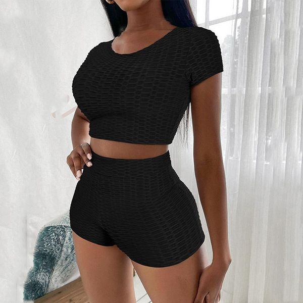 

women's tracksuits 2021 summer 2 piece shorts set women knitted tracksuit short sleeve sweat suits female casual outfits for, Gray