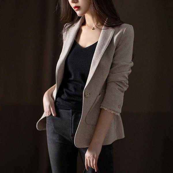 

spring and autumn lace stitching women's suit elegant blazers suits &, White;black