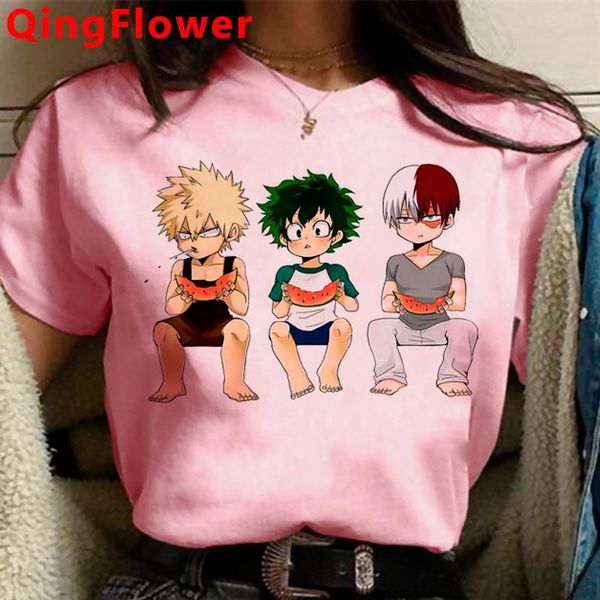 

women's t-shirt my hero academia bakugou boku no todoroki summer women plus size aesthetic print grunge, White