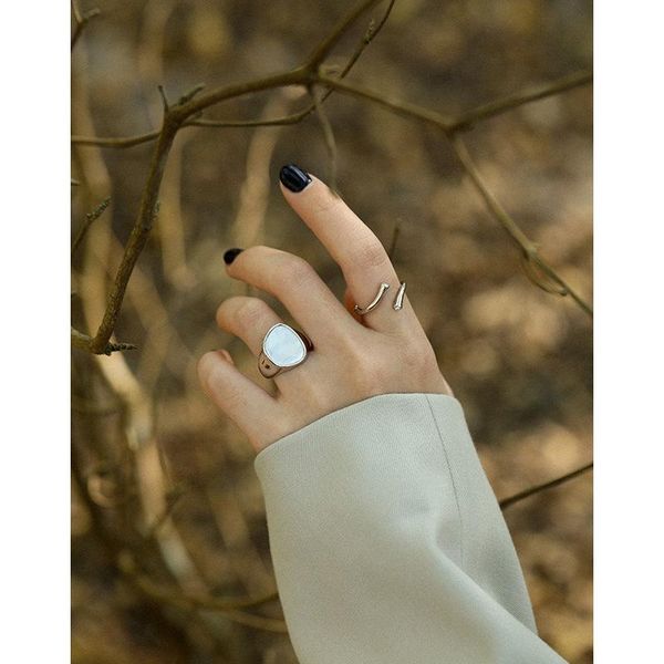 

korean version ins minuscule cross-border s925 sterling silver ring female irregular original cluster rings, Golden;silver