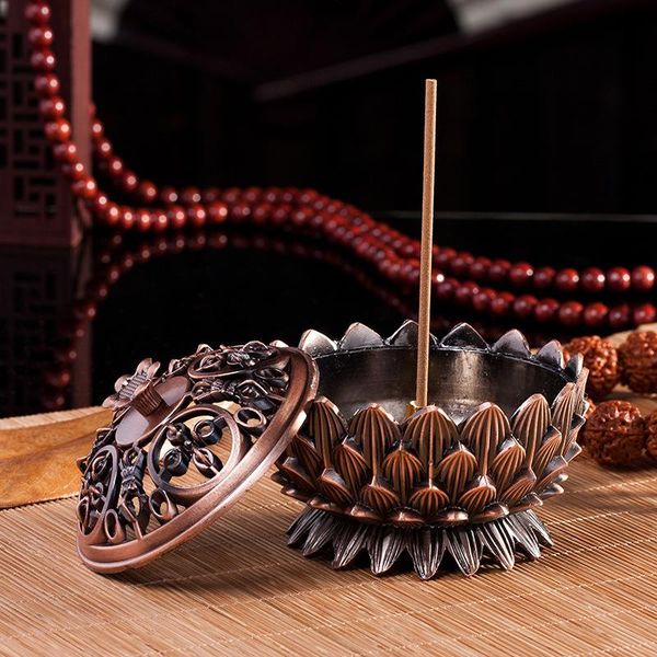 

fragrance lamps creativity simplicity alloy incense burner lotus flower holder censer for buddhist home office decoration gift
