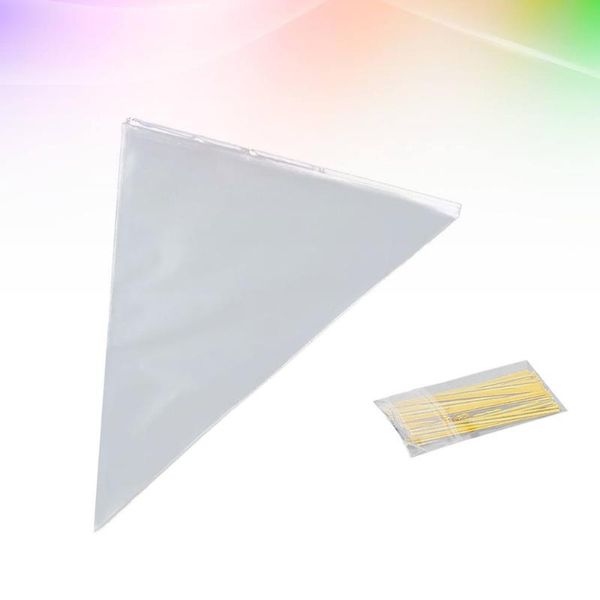 

gift wrap 200 pcs cellophane bags opp triangle treat with cable ties (13 x 25cm)