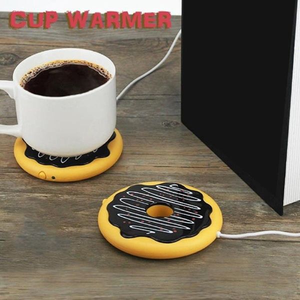 

donut home office usb cup warmer heater coffee milk teas beverage heating mug pad mats & pads