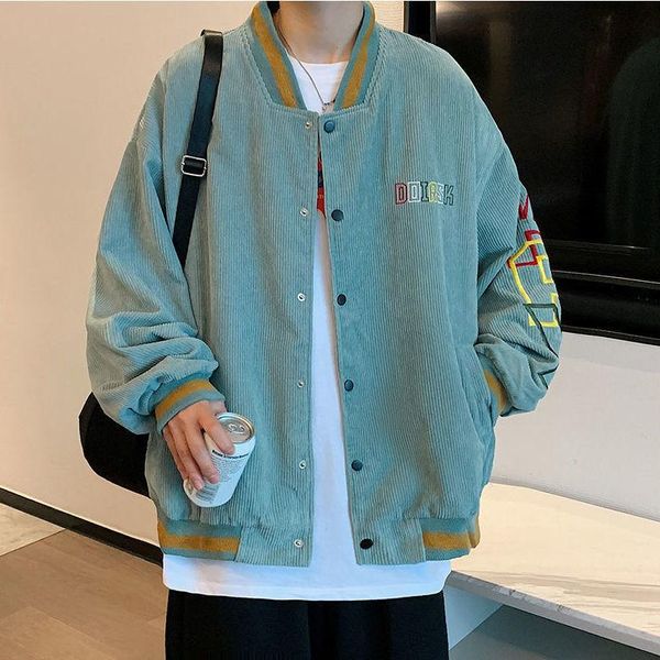 

men's jackets corduroy jacket 2021 spring and autumn plus size american baseball uniform trend loose, Black;brown
