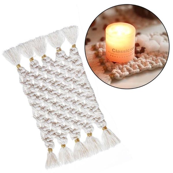 

mats & pads boho cotton cord braid non-slip heat insulation table mat handmade placemat cup bowl pad decoration accessories