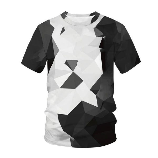 

men's t-shirts summer 2021 t-shirt women's 3d polygon printing all-match slimming short-sleeved street fashion casual clothes, White;black