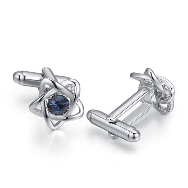 

french shirt cuff links austrian crystal 2020 new spring flowers fashion ol hollow star flash diamond cufflinks personalized cloth, Silver