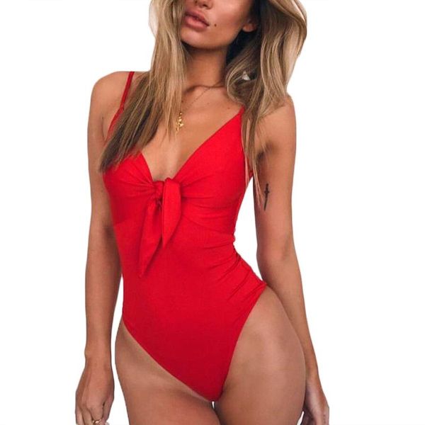 

one-piece suits one piece swimwear solid swimsuit women padded bikinis 2021 bandage backless beachwear bodysuits maillot de bain brazilian f