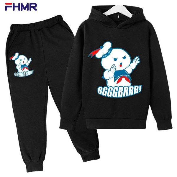

clothing sets ghostbusters 2pcs teen kids boys outfit, spring toddlers round collar long sleeve hoodies + casual pants set 4-14t, White