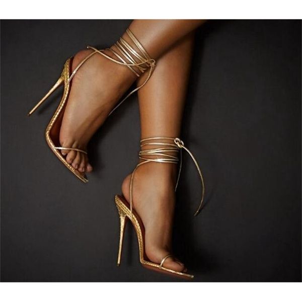 

sandals dipsloot woman python gold narrow bands lace up to women's sandals toe pointed stiletto heels party high-heeled shoes wc97, Black
