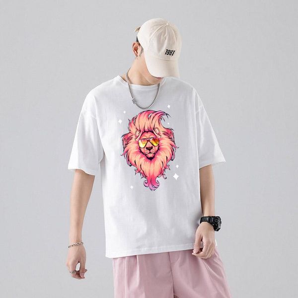 

men's t-shirts 2021 white cotton summer casual basic o-neck shirt weasel alternative vintage lion classic, White;black