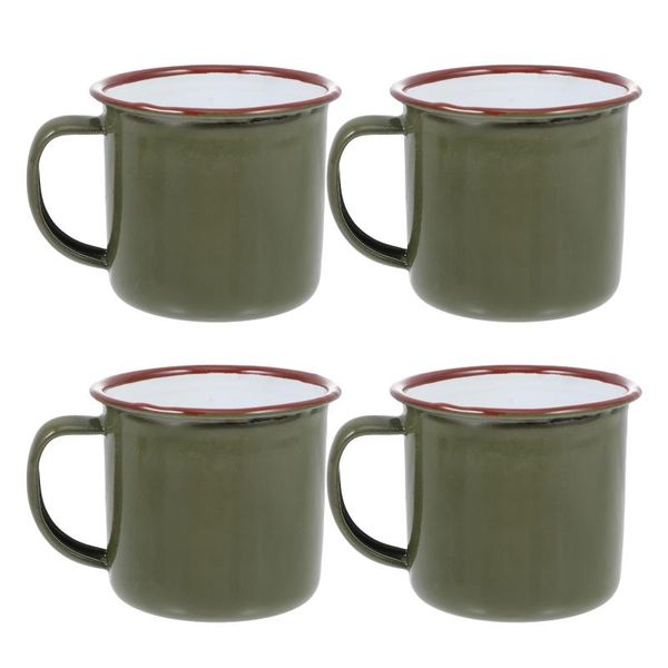 

mugs 4pcs practical enamel cups simple water tea drinking (green)