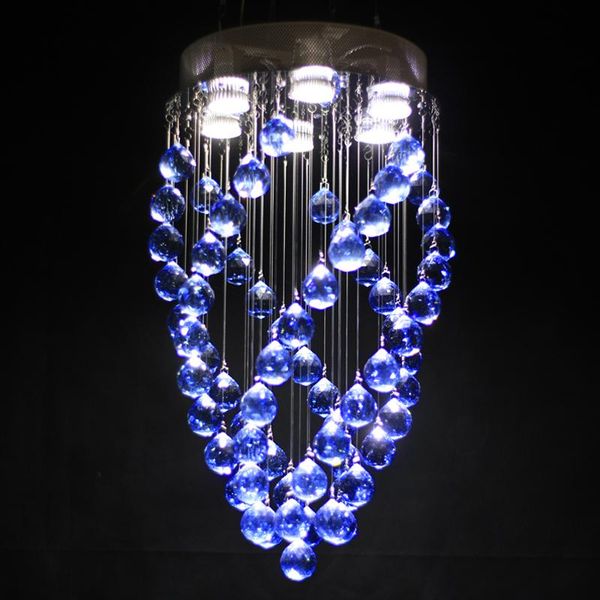 

pendant lamps crystal chandelier blue rotating big ball diameter12.6 in height 23.6in 6 the light bulb