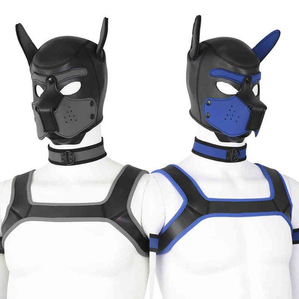 Nxy Sex Adult Toy Bdsm Pet Role Play Party Masks Puppy Dog Hood Mask Men's Chest Harness Strap Pup Neck Collar Armband Pants Cosplay Toys 1225