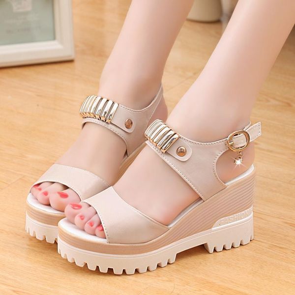 

sandals woman summer women fashion thick platform open toe casual wedges female high heels shoes xd99, Black
