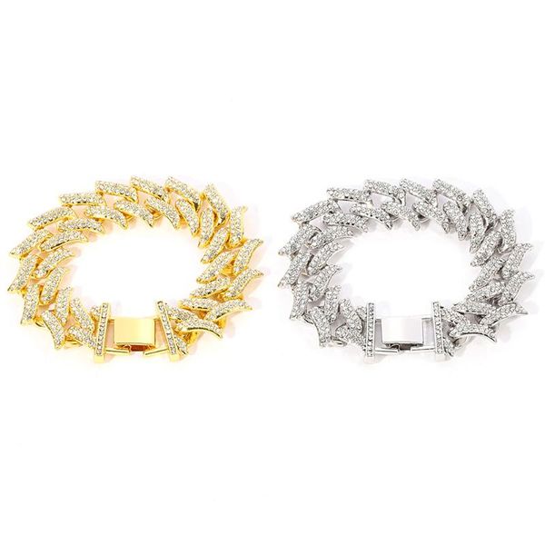 

link, chain qiamni punk bling zircon curb cuban bracelets for women men miami boho thick hip hop bangles gift fashion jewelry homme, Black