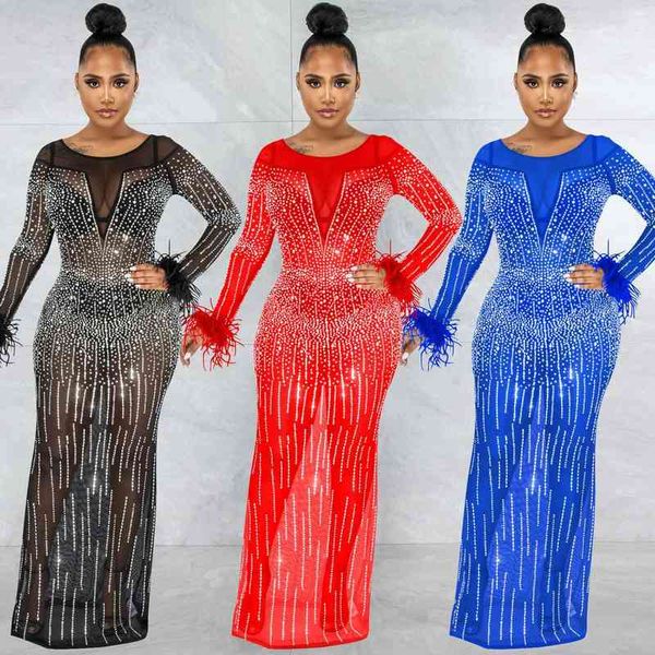 

casual dresses x5605 fashion nightclub party diamond women's mh perspective sleeve long skirt dresses, Black;gray