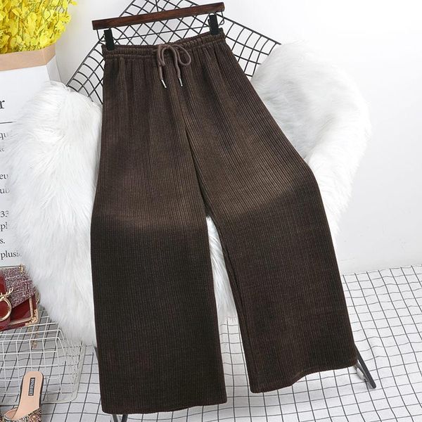 

elastic waist thick vertical pattern nine points casual wide-leg pants autumn winter women's trousers all-match y643 & capris, Black;white