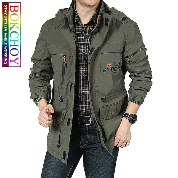 

men's jackets bomber jacket men autumn winter multi-pocket waterproof military tactical casual windbreaker mens coat outdoor hooded, Black;brown