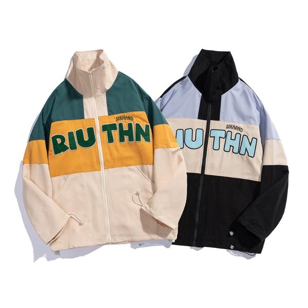 

men's jackets jacket baseball uniform embroidery flocking letters cotton fabric single-breasted harajuku hip hop streetwear coat, Black;brown