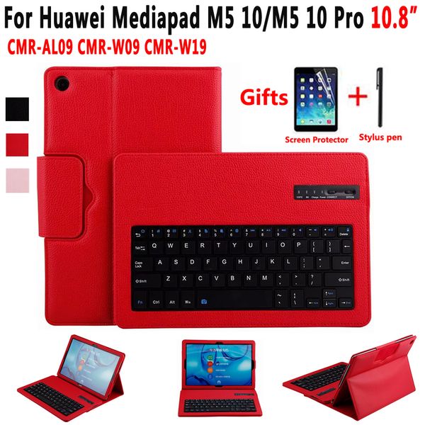 Tastaturhülle für Huawei Mediapad M5 10 Pro 10.8 CMR-AL09 CMR-W09 CMR-W19 Cover Funda Smart Lederhülle + Tastatur + Film + Stift