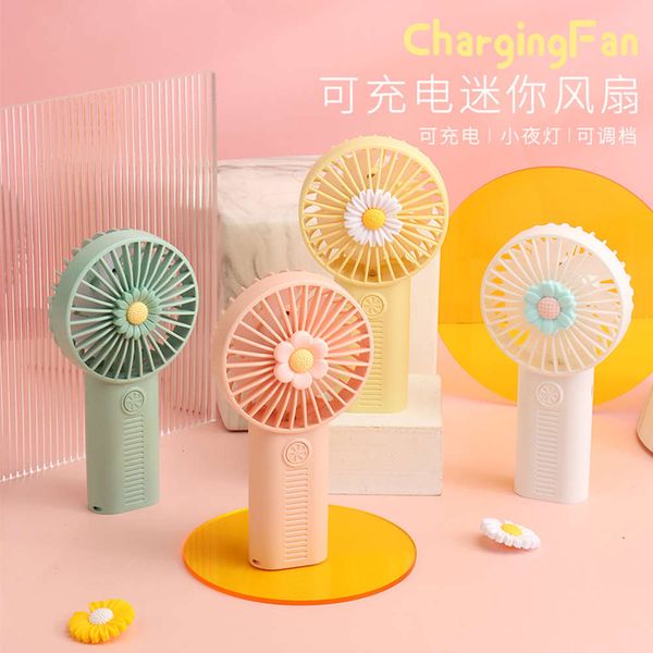 

fans fresh flower handheld usb mini charging fan portable small with light gift student guidance station