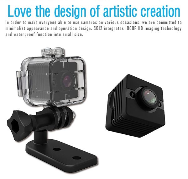 

original mini camera sq12 full hd 1080p waterproof shell cmos sensor infrared night vision recorder camcorder support tf card