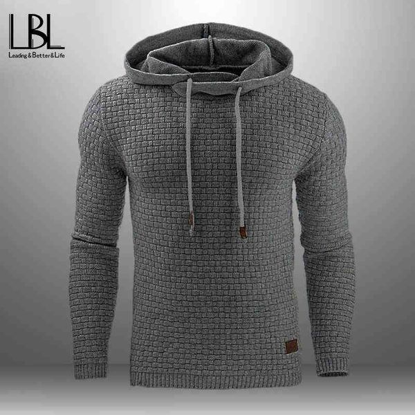 Mens Casual Pulôver Hoodies Manga Longa Tops Masculino Color Sólido Com Capuz Moletom Camisola Casaco Homem Moda Hip Hop Hoodies 211217