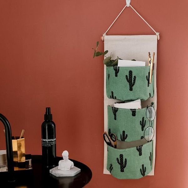 

storage bags creative bag that can be hung behind the door, nordic style three-layer hanging fabric