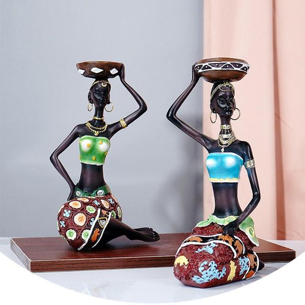 

candle holders 2pcs/set retro style african woman candlestick decoration lady figurines holder for interior sculptures home decor gift