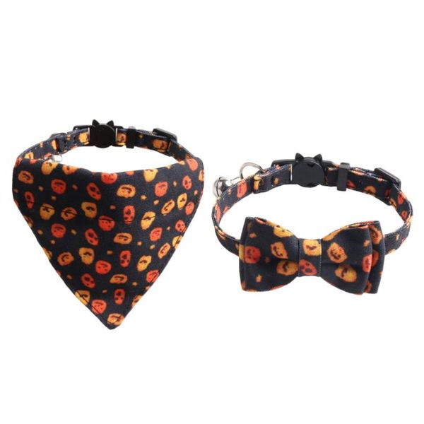 

cat collars & leads 1 set pumpkin pattern triangle scarf collar kitten pet bow tie