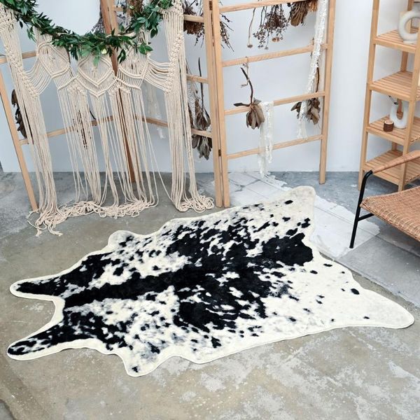 

carpets 2021 gray cow carpet imitation animal skins natural shape rugs big size living room decoration non-slip mats