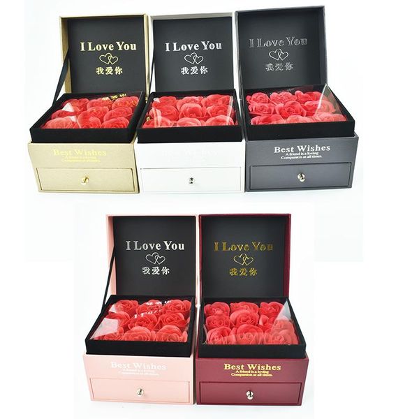 

decorative flowers & wreaths 1pcs girl friend gift soap foam rose jewelry box with 100 language i love you necklace valentines day