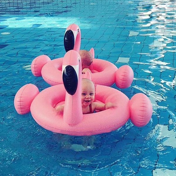 

life vest & buoy baby swimming ring with awning sunshade pvc toddler seat float pool for kids beach accessories