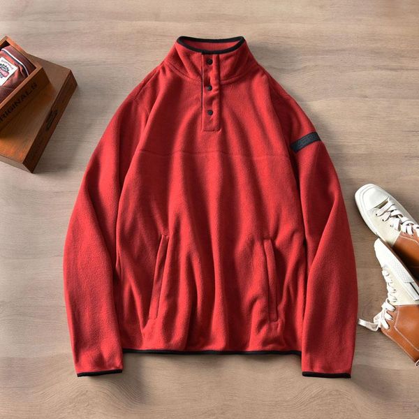 

men's hoodies & sweatshirts autumn and winter double-sided polar fleece turtleneck pullover men 's warm shirt japanese loose coupl, Black