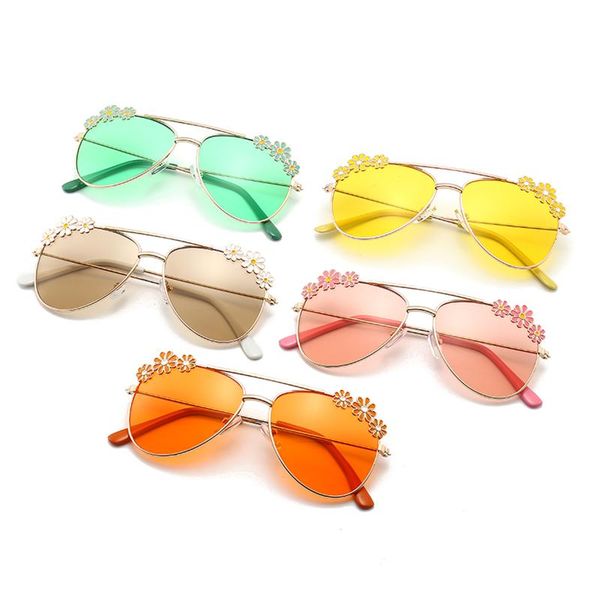 

caps & hats kids daisy flower sunglasses, uv400 protection vintage tinted sunglasses for toddler girls 2-9years, Yellow