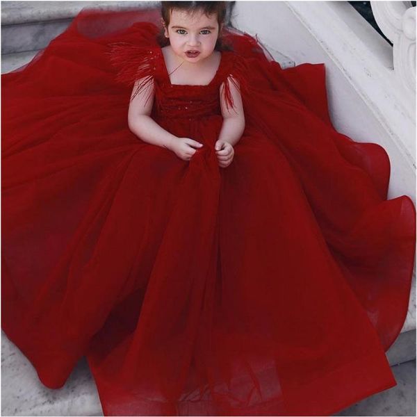 

the children officially wear red beauty pageant birthday christmas baby child party dress with high neck and long sleeve girl's dresses, Red;yellow