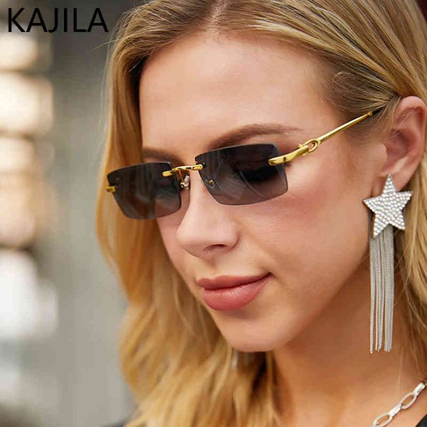 

luxury designer glasses rectangle rimless sunglasses women fashion black retro 2021 square frameless sun glasses for men with a box vintage, White;black