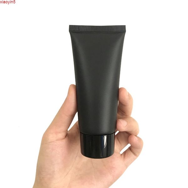 

high quatity(50pcs)60g empty black soft refillable plastic lotion tubes squeeze cosmetic packaging, cream tube screw lids bottle container