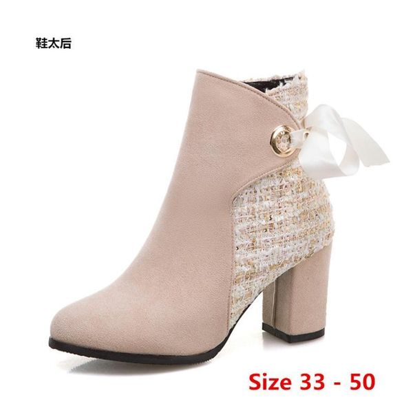 

spring autumn heig heel ankle boots women short boots woman shoes botas muje small big size 33 - 50, Black