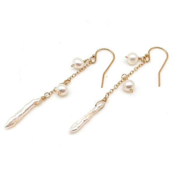 

dangle & chandelier real 14k gold filled natural baroque pearl earrings handmade jewelry boho oorbellen brinco vintage women, Silver