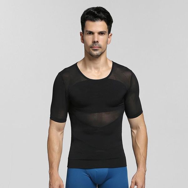 

men's body shapers maoxzon fitness tank elastic tight fitting shaper undershirts vests abdomen slimming underwear corset, Black;brown