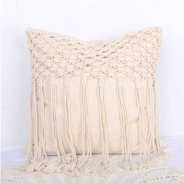 

cushion/decorative pillow cushion covers 100% cotton linen macrame hand-woven thread geometry bohemia style pillowcase home decor 45*45cm