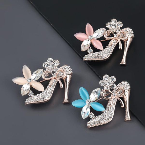 

pins, brooches european and american alloy flower high heel shoes brooch clothing decoration women's pin, Gray