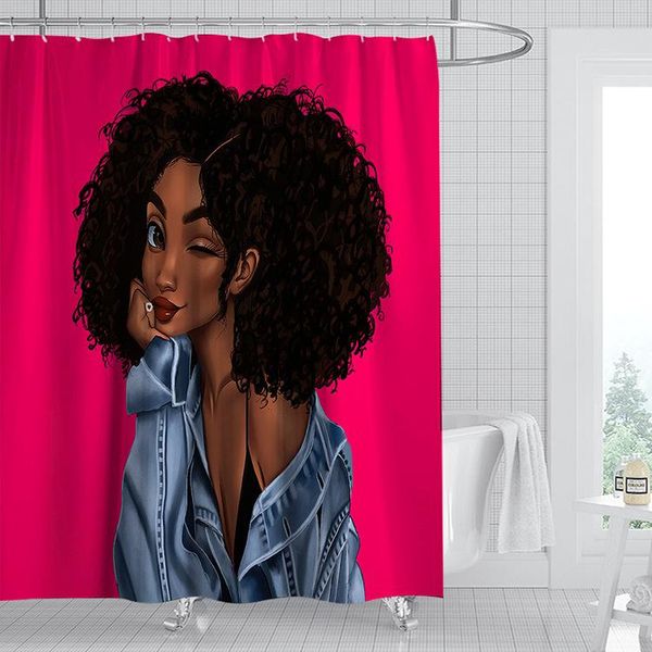 

art graffiti hip hop african girl shower curtains bathroom curtain frabic waterproof mildewproof polyester bath decor