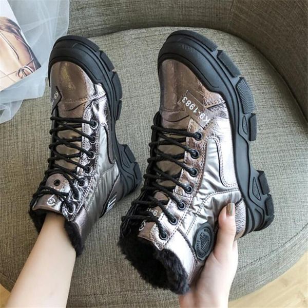 

boots women autumn winter 2021 plush snow warm cotton shoes non-slip ankle thick bottom a472, Black